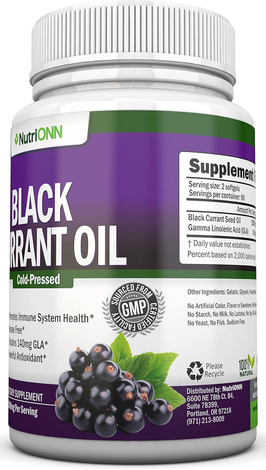 Cold-Pressed Black Currant Oil Softgels - 1000mg - 180ct - Hexane Free - Rich in GLA - Hormonal Balance - Immune, Hair & Skin Support - BoostGo Australia