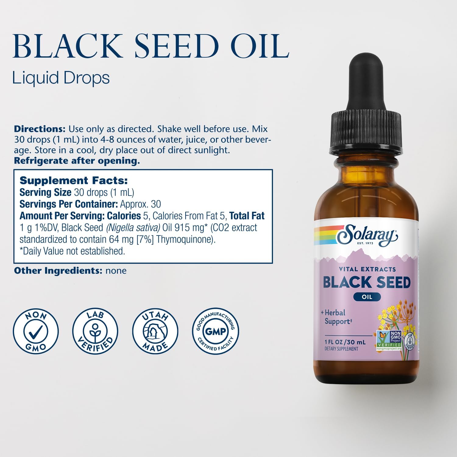 Cold Pressed Black Seed Oil Extract - Super Antioxidant for Immune Support, Hair, Skin, Digestion, Joints - Non-GMO - 1 FL OZ - 30 Servings - 60-Day Guarantee