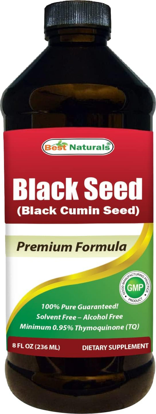 Cold Pressed Black Seed Oil with Minimum 0.95% Thymoquinone - 8 OZ - Supports Digestive Health, Immune System, Brain Function, and Joint Mobility - Gluten Free, Non GMO