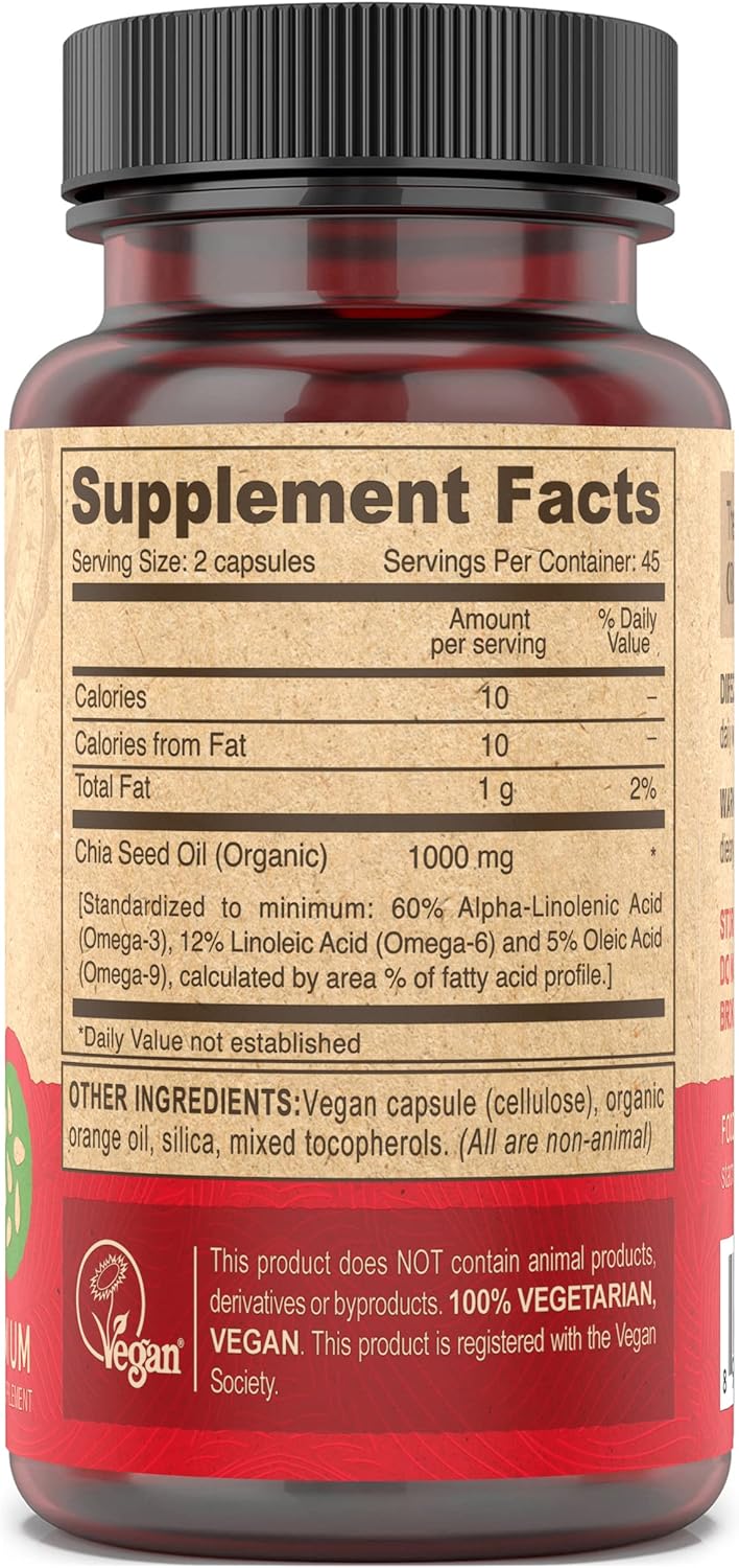 Cold-Pressed DEVA Vegan Chia Seed Oil Capsules with Omega 3, 6, 9 - 90 Count