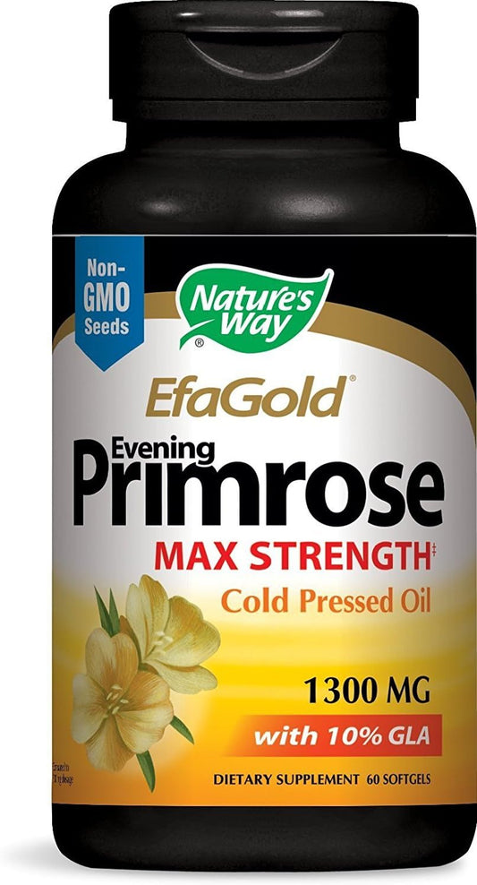 Cold Pressed Evening Primrose Oil Softgels - 120mg GLA per Serving - 60 Count