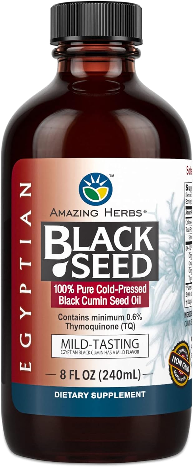 Cold Pressed Nigella Sativa Oil for Digestive & Immune Health - 8 Fl Oz - Gluten Free & Non GMO - Mild Flavor