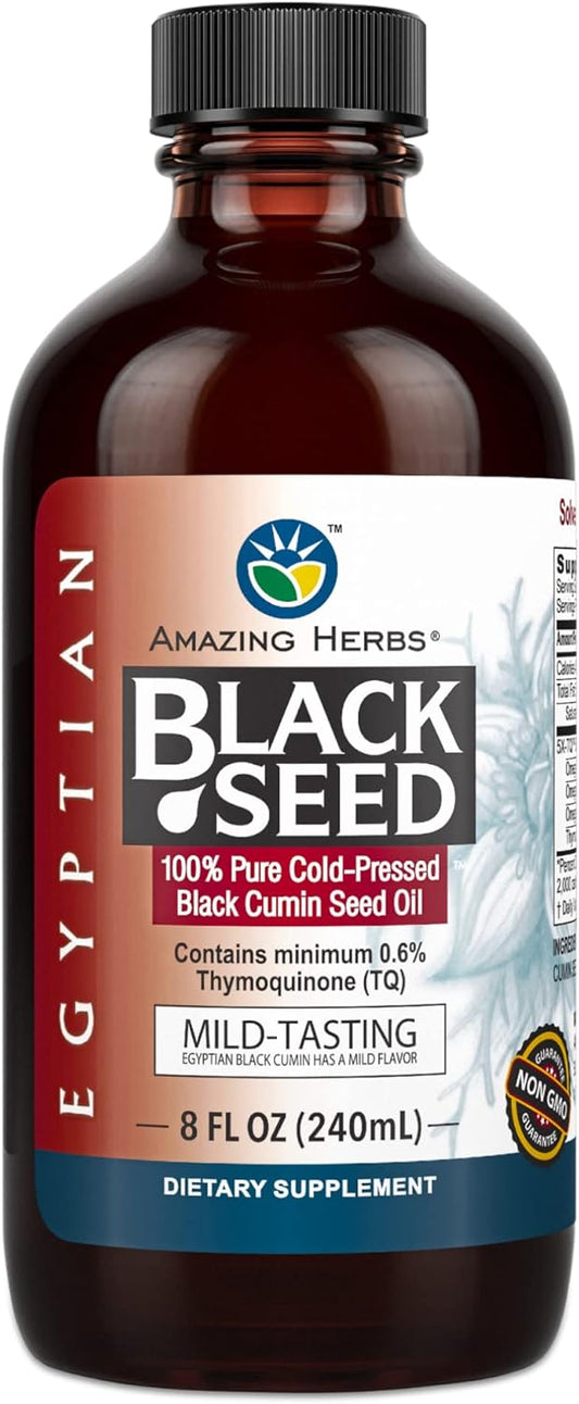 Cold Pressed Nigella Sativa Oil for Digestive & Immune Health - 8 Fl Oz - Gluten Free & Non GMO - Mild Flavor