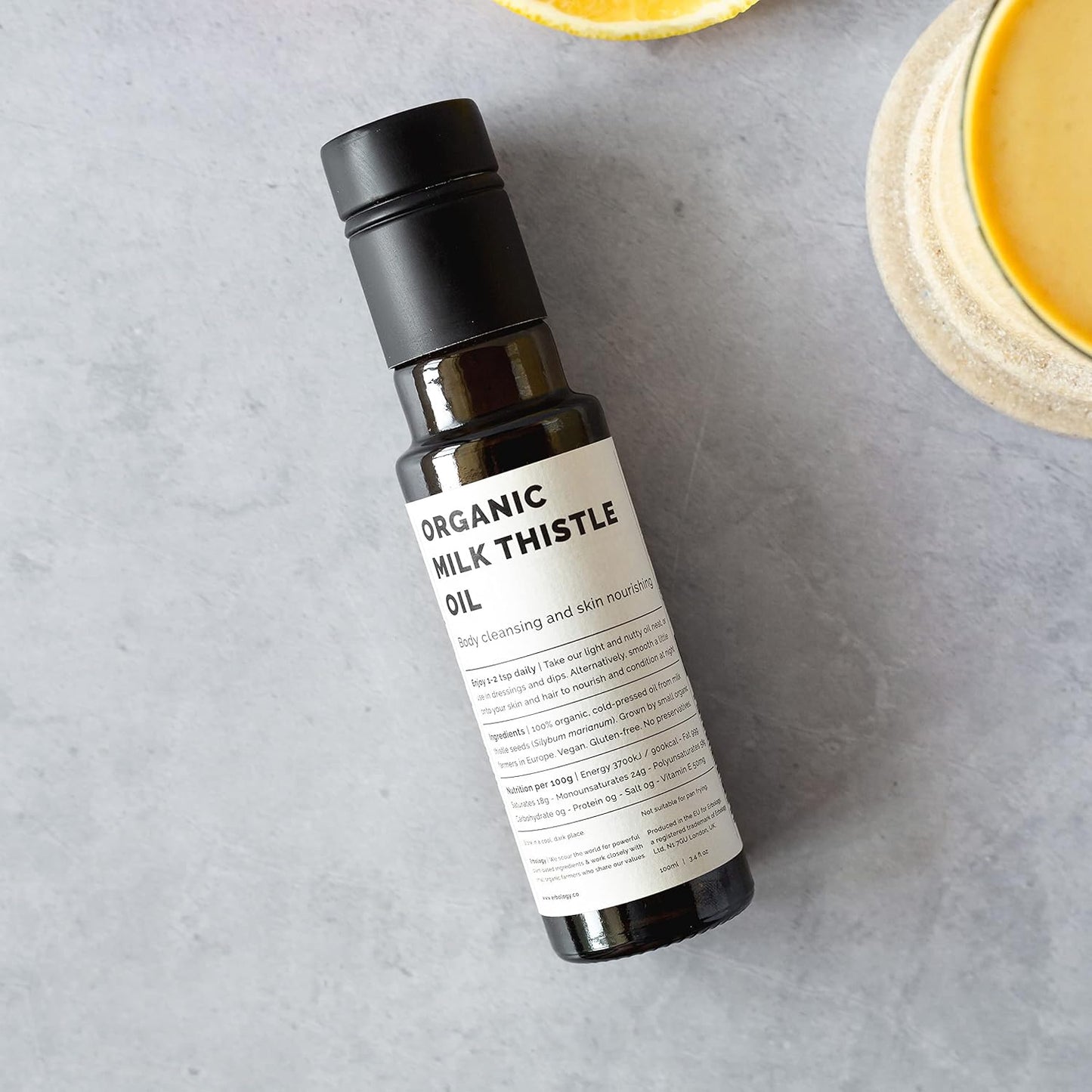 Cold-Pressed Organic Milk Thistle Oil - High in Vitamin E - Detoxifying - 3.4 fl oz - Farm Fresh - Non GMO - Additive-Free - Glass Bottle