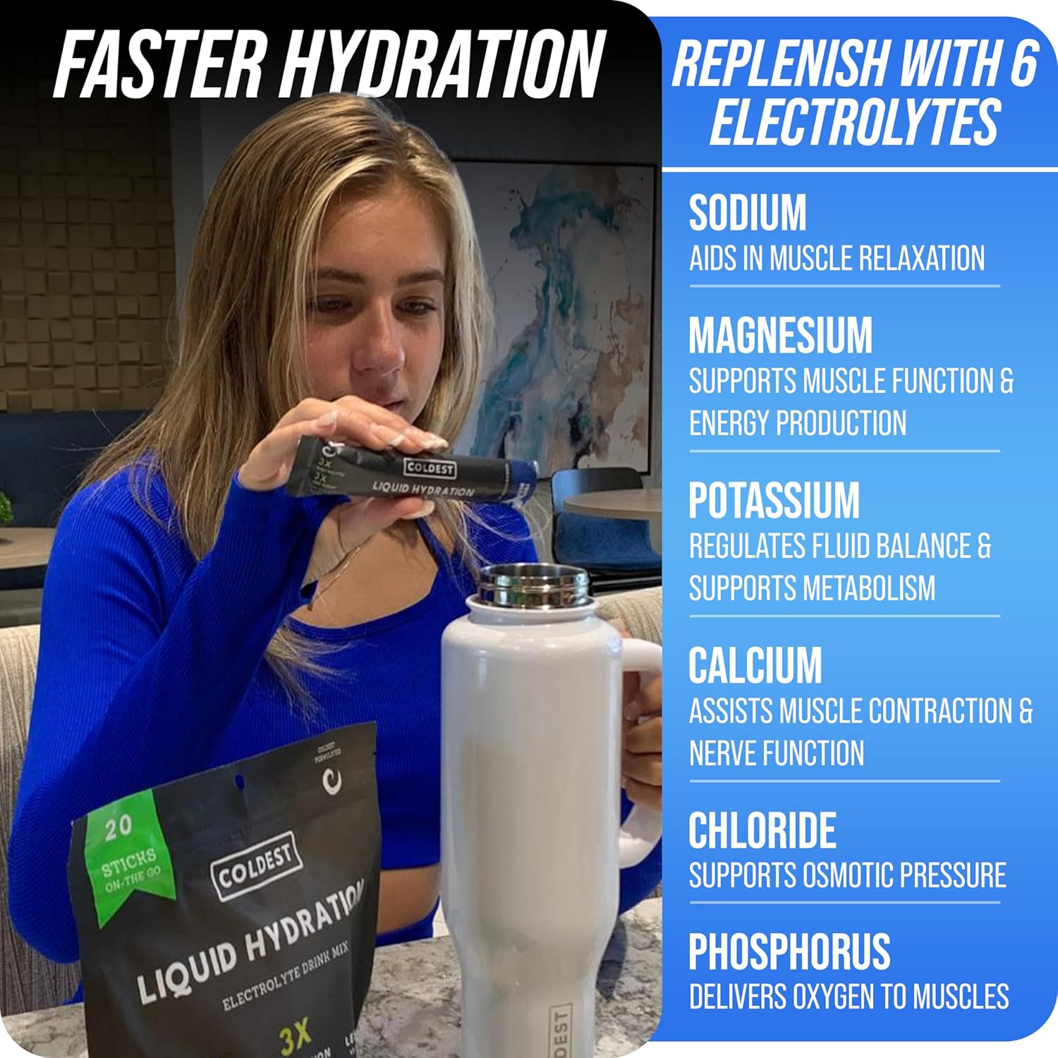 Coldest Water Electrolyte Powder Packets - Non GMO, No Artificial Sugar - 20 Sticks Triple Berry Flavor - BoostGo Australia