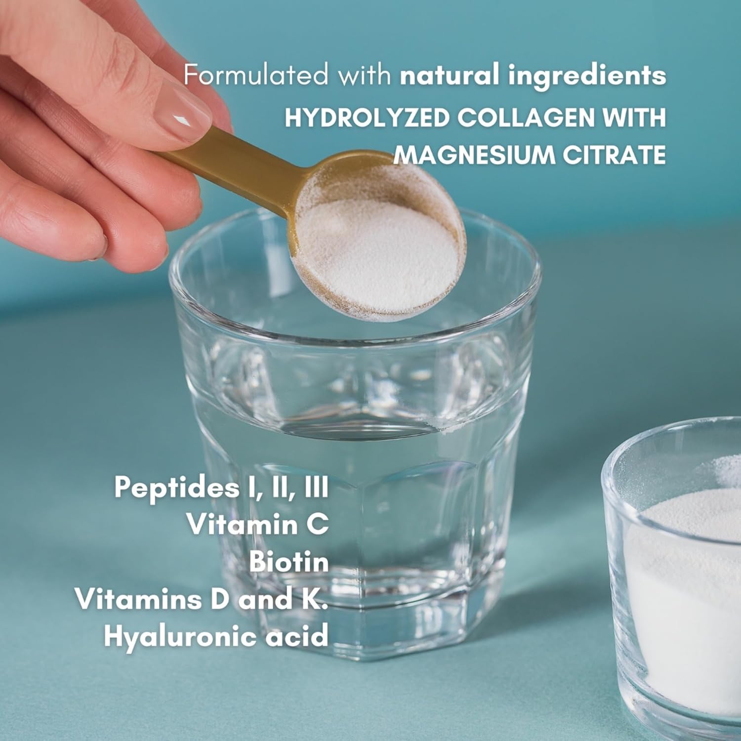Collagen and Magnesium Supplement for Joint Health, Digestive Support, and Hair Growth with Vitamins C, D, and K - Byblite Hydrolyzed Collagen with Peptides I, II, III, Hyaluronic Acid, Biotin, and Nail Strengthening