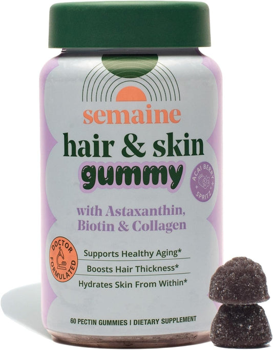 Collagen & Astaxanthin Gummy for Hair, Skin & Nails - Supports Healthy Aging, Joint Health, Immune System & Wrinkle Reduction - 60 Count