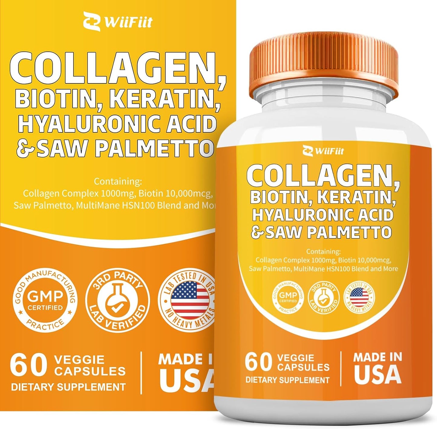 Collagen & Biotin Blend with Saw Palmetto & Hyaluronic Acid - 60 Capsules