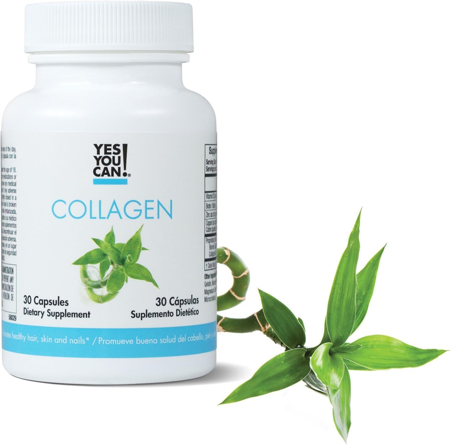 Collagen Capsules for Healthy Hair, Skin, and Nails - 2 Pack Dietary Supplement with Bovine Collagen, Vitamins A & D3, Zinc, Copper - Men & Women, 30 Capsules