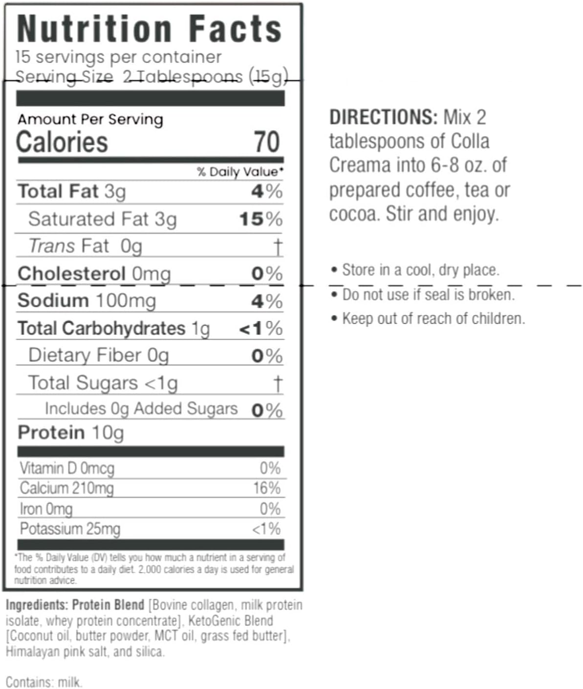 Collagen Creamer Supplement with 10g Protein, Ketogenic Blend, Powder Coffee Creamer with Coconut Oil and MCT Oil - 7.94 oz