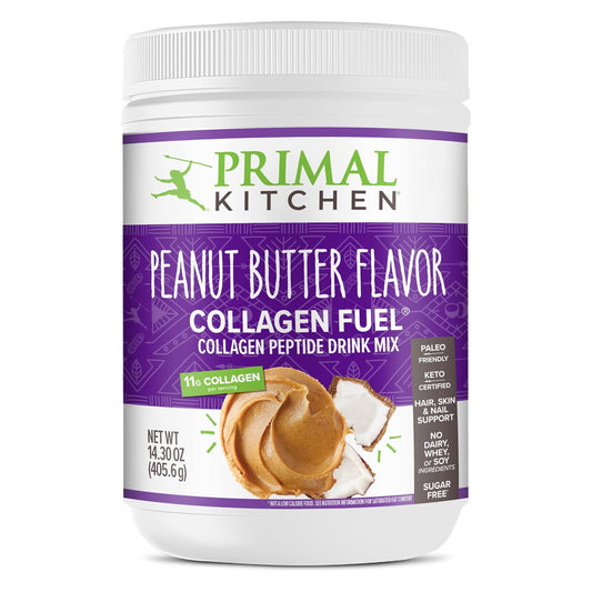 Collagen Fuel Drink Mix with Peanut Butter Flavor, 14.3 oz - Dairy-Free Peptides by Primal Kitchen