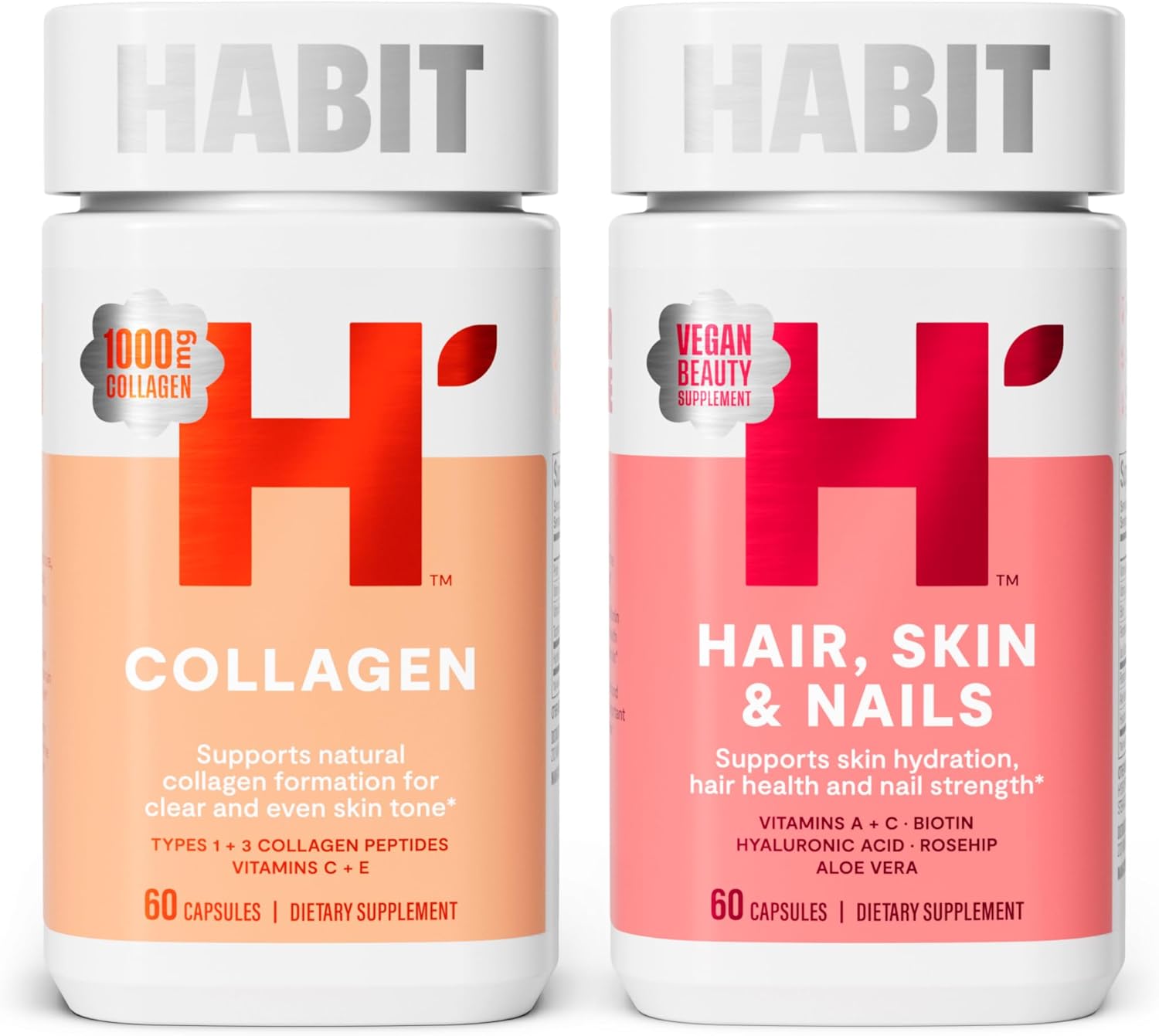 Collagen & Hair Skin Nails Bundle - Supports Skin, Hair, and Nail Health, Non GMO Formula (120 Capsules)