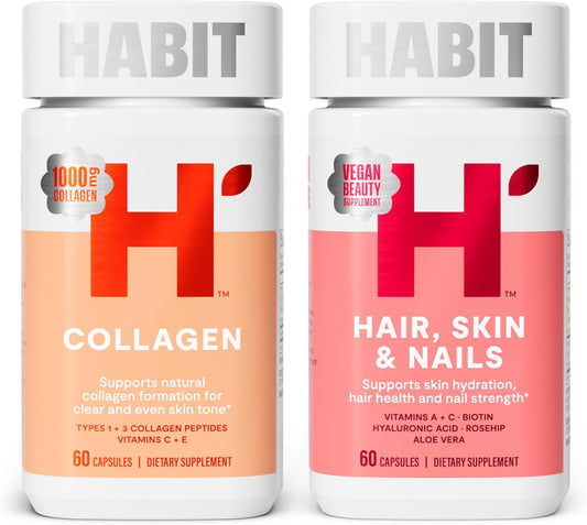 Collagen & Hair Skin Nails Bundle - Supports Skin, Hair, and Nail Health, Non GMO Formula (120 Capsules)