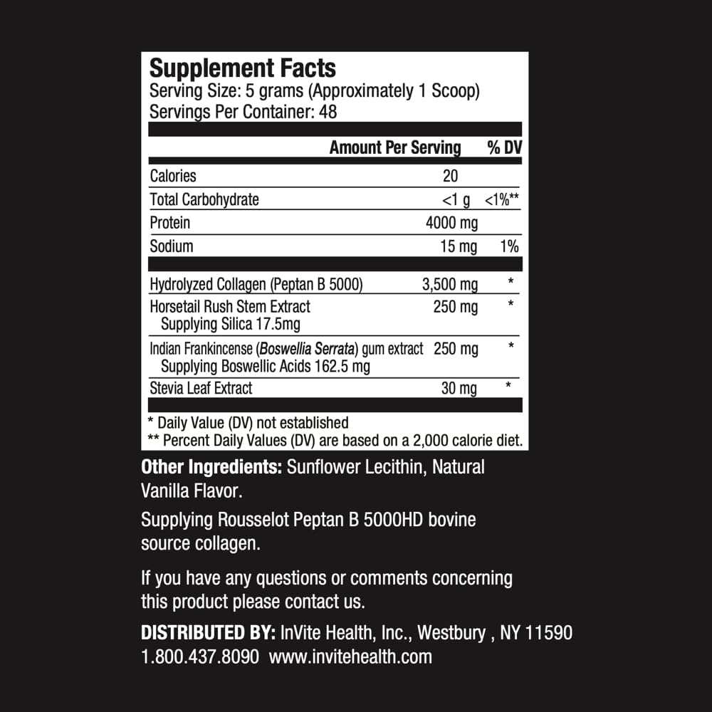 Collagen Hx® with Peptan® Type I Collagen Peptides, Boswellia, and Silica - Supports Joint, Hair, Skin, and Nails - 48 Servings