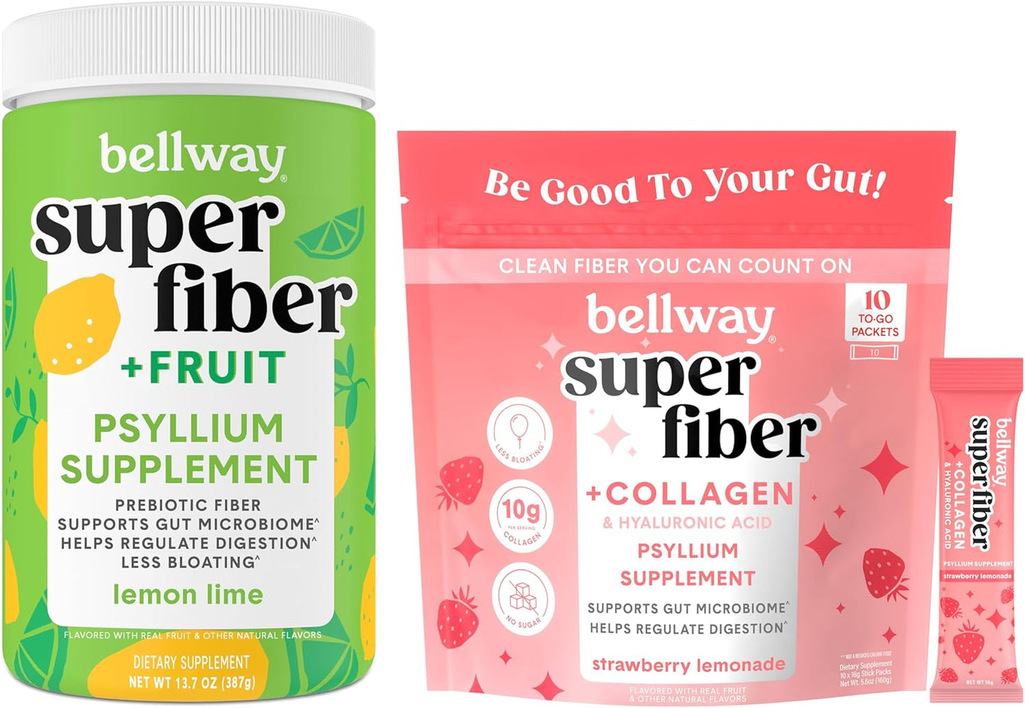 Collagen-Infused Bellway Super Fiber Powder Packets with Fruit Flavors