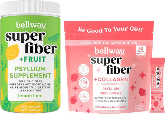 Collagen-Infused Bellway Super Fiber Powder Packets with Fruit Flavors