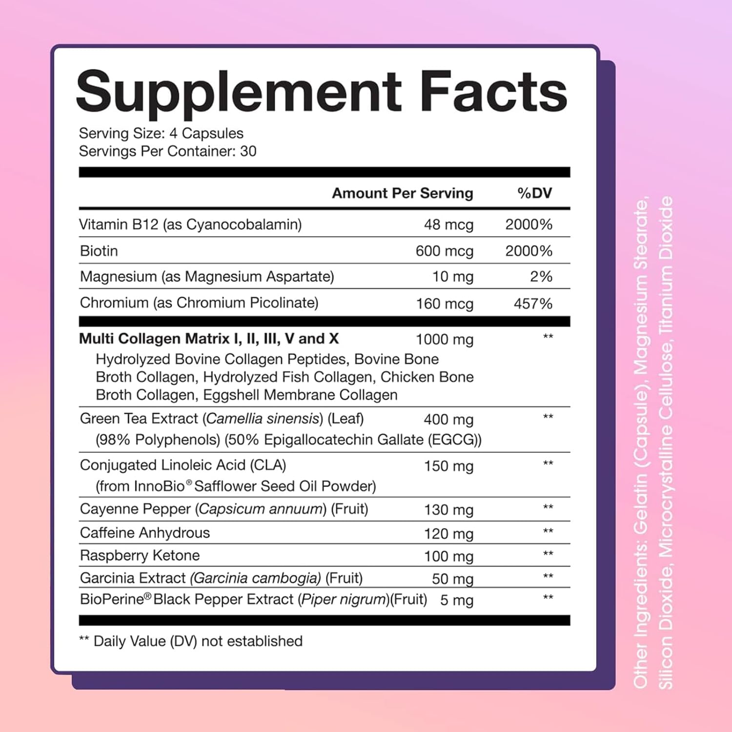 Collagen-Infused Thermogenic Supplement for Metabolism, Energy, and Focus with Benefits for Hair, Skin, Nails, and Joints - 120 Capsules