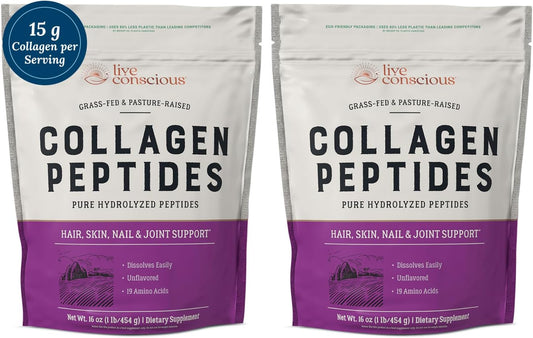 Collagen Peptides Powder for Hair, Skin, Nails, and Joints - Type I & III Collagen - Hydrolyzed Protein - 16oz (2-Pack)