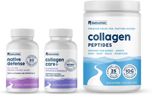Collagen Peptides Protein Daily Supplement for Native Defense and Care - 30 Servings