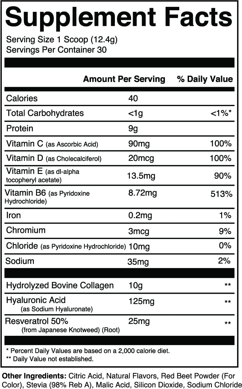 Collagen Peptides Protein Powder with Vitamins C, D, and E - Keto Friendly Pink Lemonade - 30 Servings