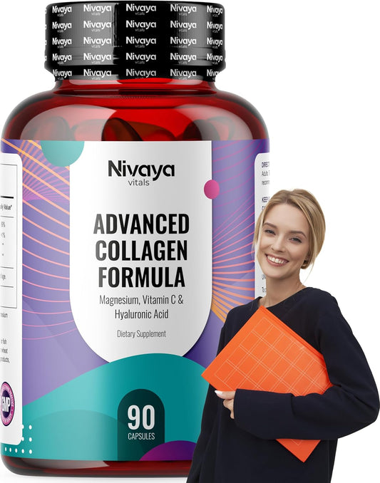 Collagen Supplements for Hair, Skin, Nails, Joint Support - Magnesium, Vitamin C, Hyaluronic Acid - 90 Capsules for Women & Men - Keto Friendly