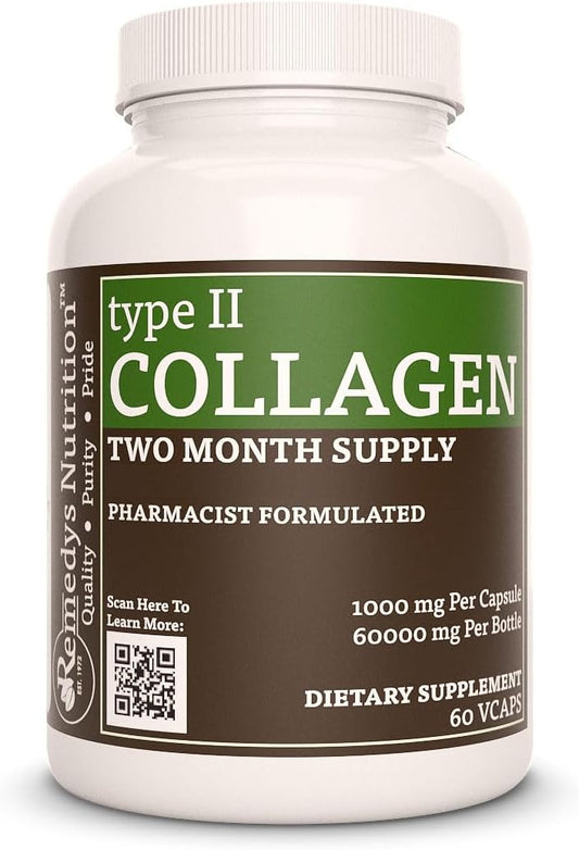 Collagen Type 2 Supplement | 1,000mg, 60 Vegan Capsules | Non-GMO, No Fillers | Two Month Supply