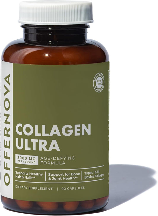 Collagen Ultra Supplements 3000mg - Anti Aging Bovine Peptides for Joints, Bones, Hair, Skin - 90 Capsules