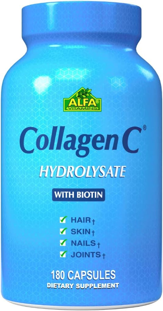 CollagenC Capsules with Biotin for Skin, Nails & Hair - Anti-Aging Supplement - Supports Bone & Muscle - 180 Capsules - Made in USA - BoostGo Australia
