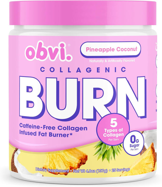 Collagenic Burn Powder with GBB, Ashwagandha, Green Coffee | Boosts Metabolism, Energy | Supports Skin, Hair, Nails, Joints | Pineapple Coconut Flavor