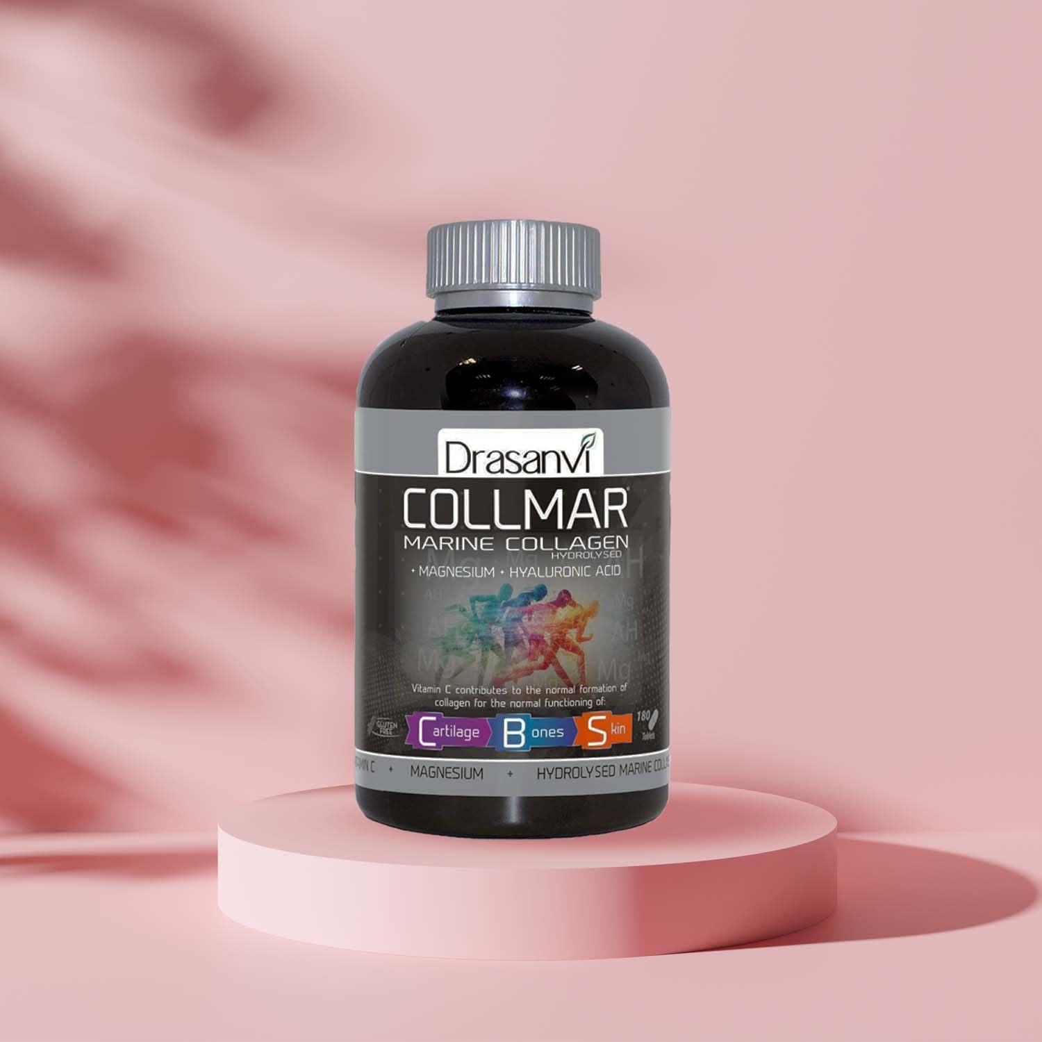 Collmar Magnesium 180 Tablets with Marine Collagen - Supports Healthy Skin, Cartilage, and Bones