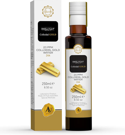Colloidal Gold Water 24K Pure Liquid Supplement - 20PPM (8.5oz) for Cognitive Function, Focus, Creativity, Calmness, Sleep Aid - Pineal Gland Decalcification