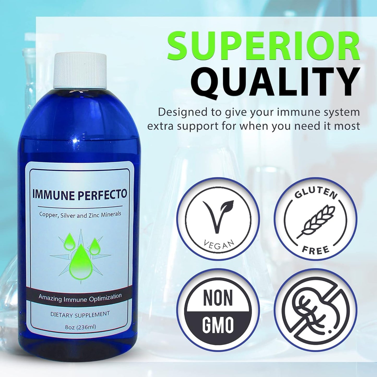 Colloidal Silver, Copper, and Zinc Immune Booster - GoldenGevity Perfecto Trace Minerals for Metabolic Support - 8 oz.