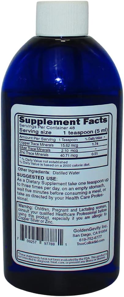 Colloidal Silver, Copper, and Zinc Immune Booster - GoldenGevity Perfecto Trace Minerals for Metabolic Support - 8 oz.