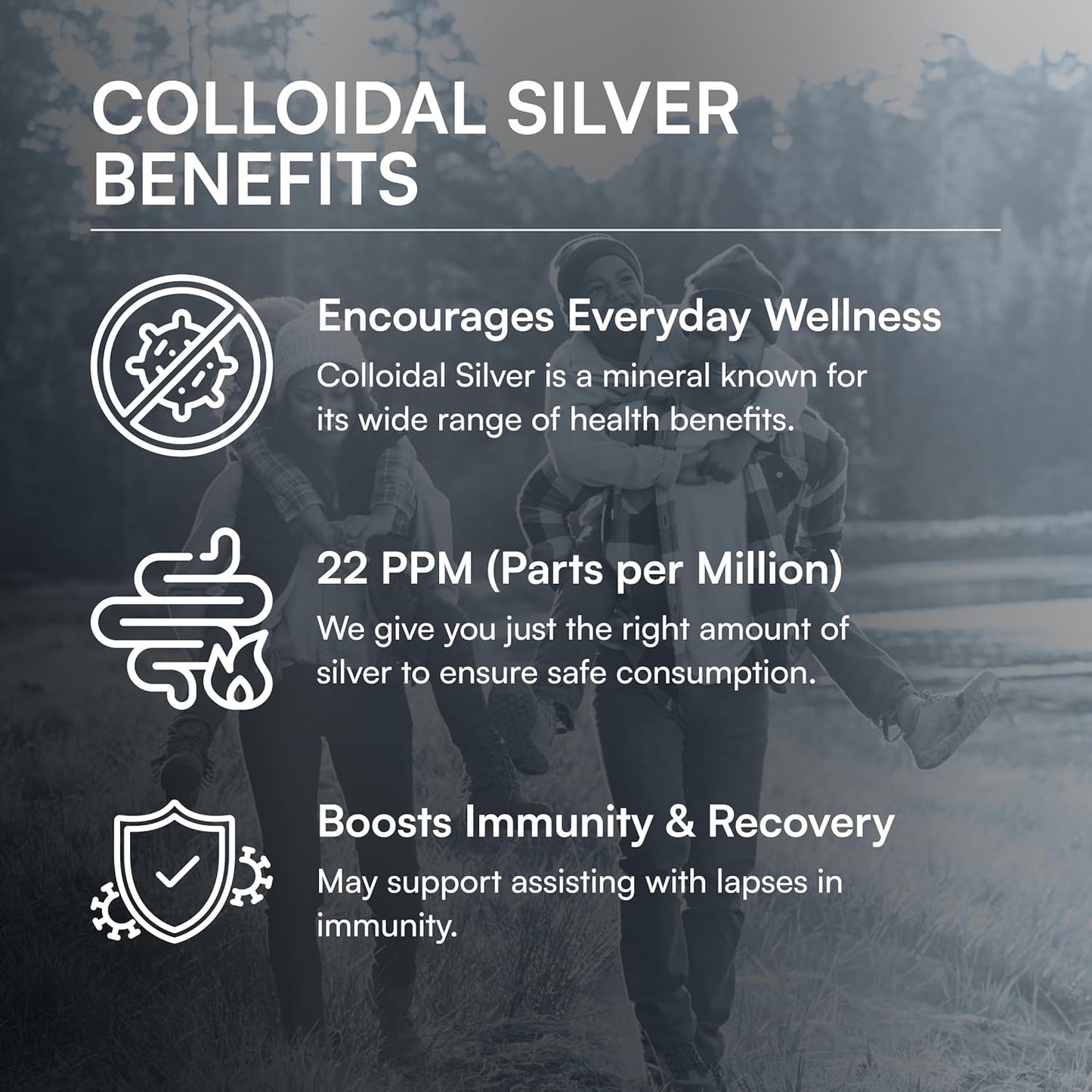 Colloidal Silver Liquid Immune Support Supplement for Adults and Kids - 8 Fl Oz