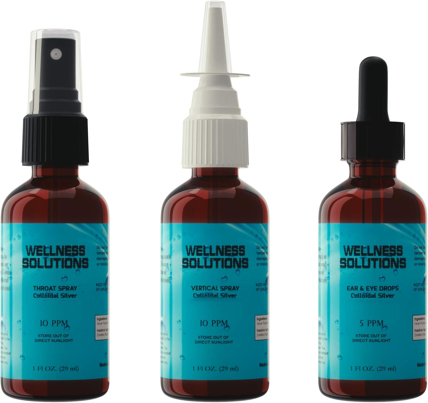 Colloidal Silver Wellness Solutions Combo Pack - Gluten Free and Vegan Formula for Health