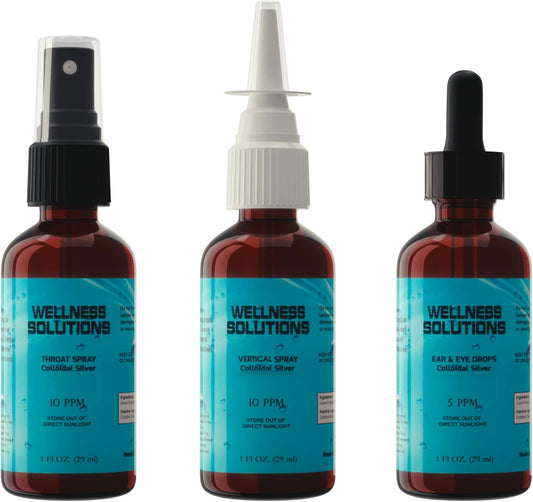 Colloidal Silver Wellness Solutions Combo Pack - Gluten Free and Vegan Formula for Health