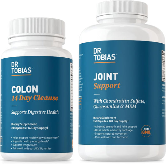 Colon Cleanse and Joint Support Supplement with Fiber, Herbs, Probiotics, and Glucosamine for Gut and Joint Health in Men and Women - Dr. Tobias 14 Day Formula