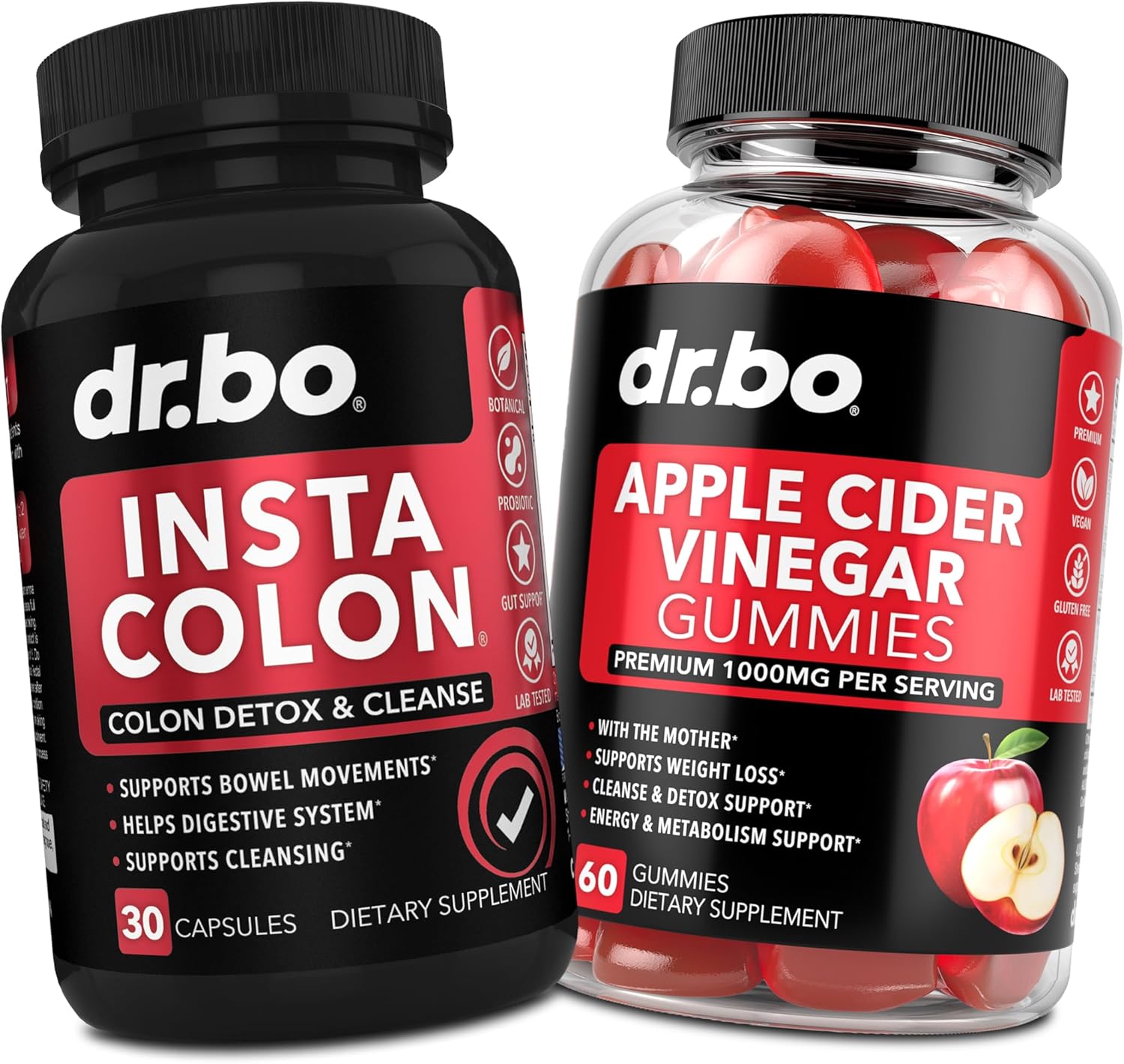 Colon Cleanse Detox Pills & Apple Cider Vinegar Gummies - 15 Day Flush & Gut Support Supplement for Intestinal Health & Bloating