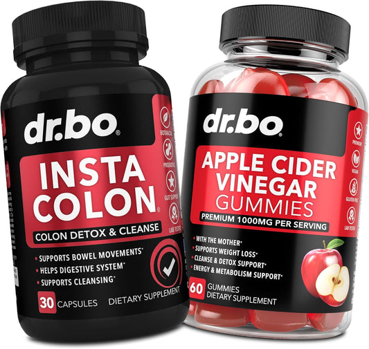 Colon Cleanse Detox Pills & Apple Cider Vinegar Gummies - 15 Day Flush & Gut Support Supplement for Intestinal Health & Bloating