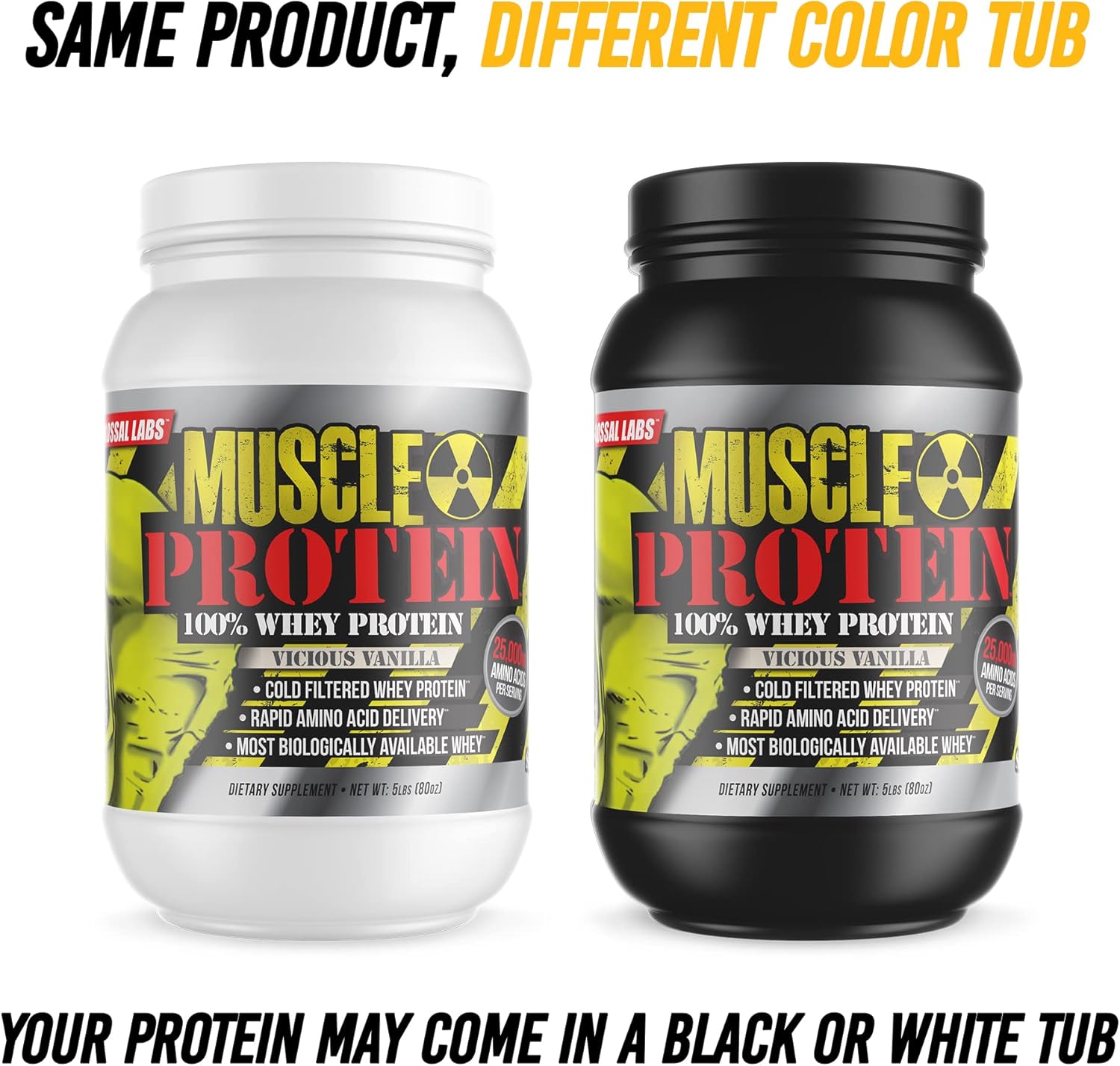 Colossal Labs Whey Protein Powder 10 lbs - Peanut Butter Chocolate Flavor, Cold Filtered, 25g Protein, 6.6g BCAAs/Serving