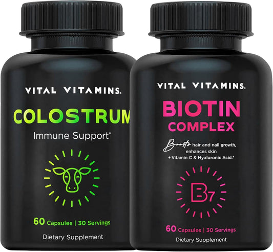 Colostrum Capsules with Biotin Complex for Essential Vitamins