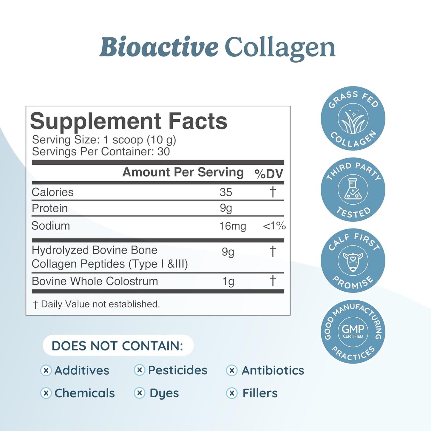 Colostrum Powder with Hydrolyzed Collagen Peptides for Gut and Immune Health, Hair, Skin, and Nails