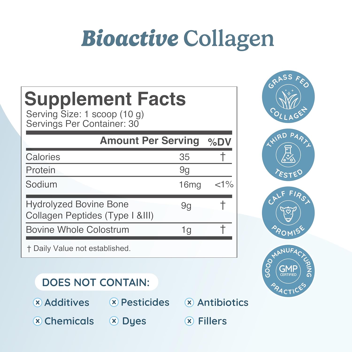 Colostrum Powder with Hydrolyzed Collagen Peptides for Gut and Immune Health, Hair, Skin, and Nails