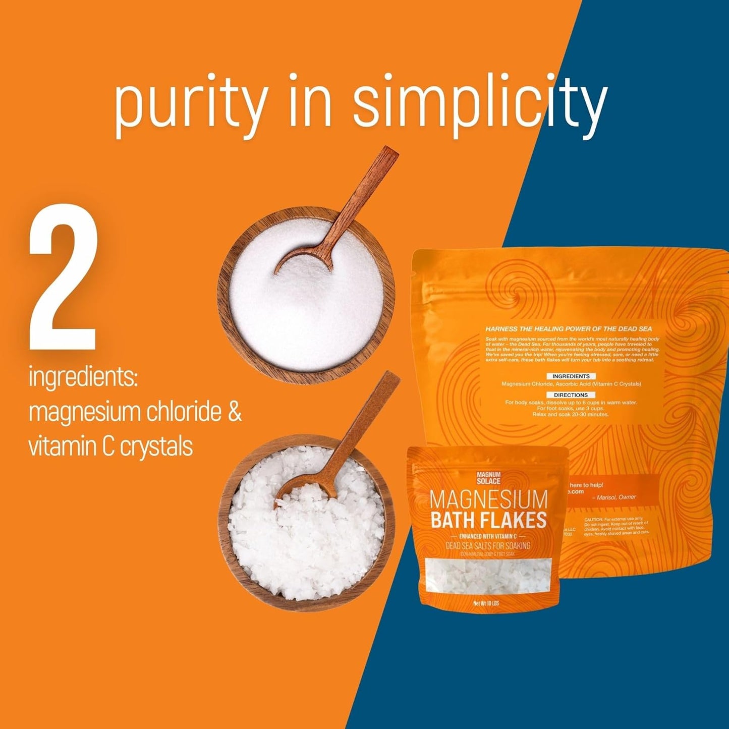 Combo Pack: Magnesium Flakes with Vitamin C and Nighttime Magnesium Cream - Sleep Aid and Muscle Relaxation