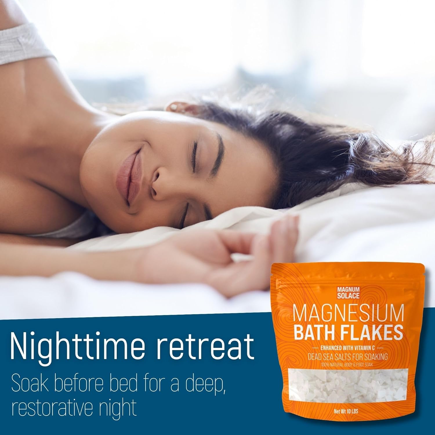 Combo Pack: Magnesium Flakes with Vitamin C and Nighttime Magnesium Cream - Sleep Aid and Muscle Relaxation
