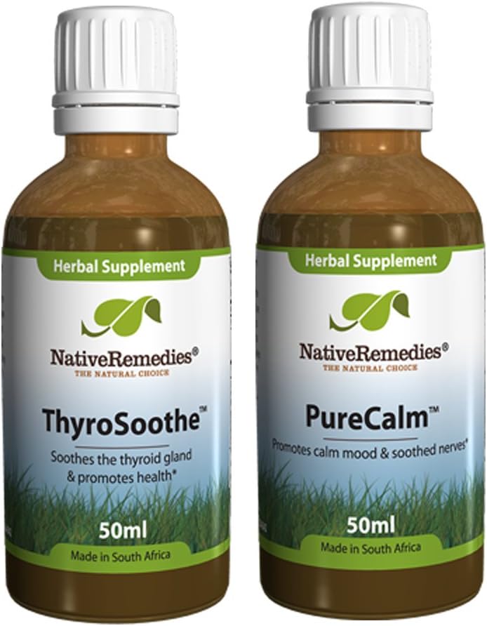 ComboPack of Native Remedies ThyroSoothe and PureCalm for Natural Relief