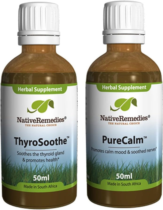 ComboPack of Native Remedies ThyroSoothe and PureCalm for Natural Relief