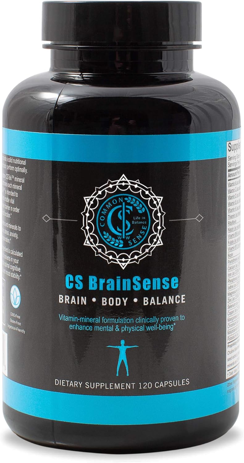 Common Sense Wellness BrainSense Mood Stabilizer & Brain Supplement - Boost Mood, Clarity, Neuro Function & Cellular Health - Nootropic Micronutrients - 120 Capsules