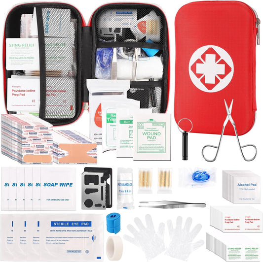 Compact 201PCS Emergency First Aid Kit for Travel, Home, Car, Office - Waterproof Bag, Survival Medical Supplies for Camping & Hiking