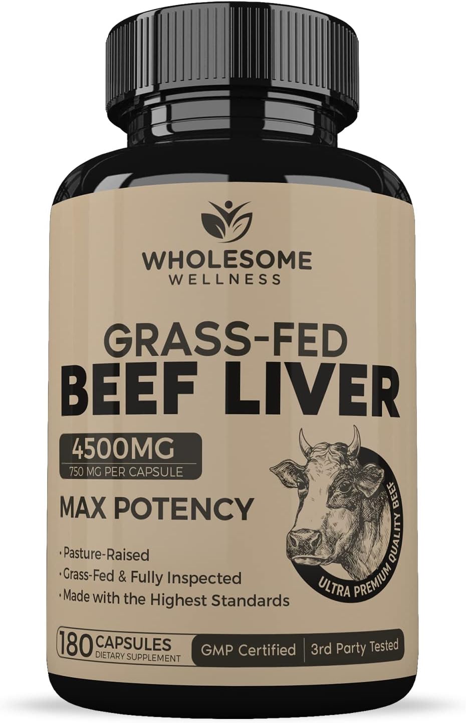 Complete Collagen Protein Powder & Grass Fed Beef Liver Capsules Bundle - Supports Energy with Natural Iron, Vitamin A, B12 (180 Pills, 750mg)